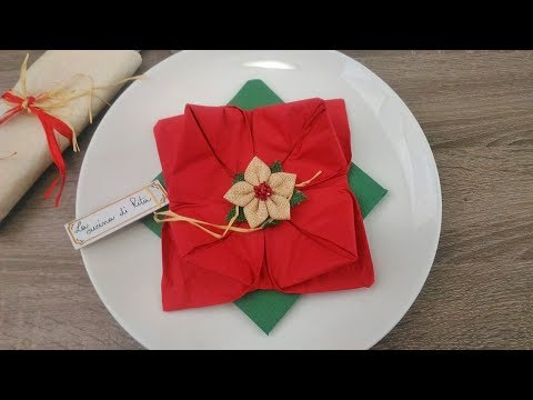 Stella Di Natale Tovaglioli Di Carta.Come Piegare Un Tovagliolo A Forma Di Stella Di Natale Segnaposto Natalizio Youtube