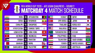 Matchday 4 Schedule FIFA World Cup 2026 AFC Asian Qualifiers Round 2