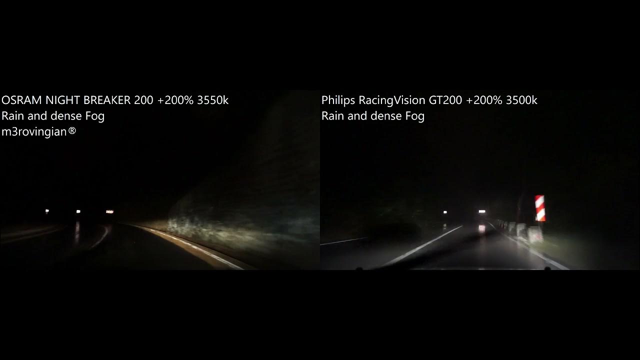 OSRAM NIGHT BREAKER 200 vs Philips RacingVision GT200 on Rain 