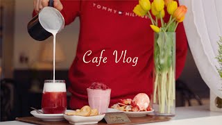 Sub)Cafe vlog / 봄냄새 가득한 카페 브이로그.근데 이제 먹방을 곁들인 / 카페브이로그 / 음료제조 / NO BGM / 카페알바 / 카페사장