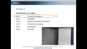 Academic research and writing – Chapter 5 Identification of a topic – Unit 1 Context and relevance