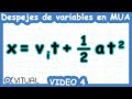 Despejes de variables en MUA ejemplo 4 de 5