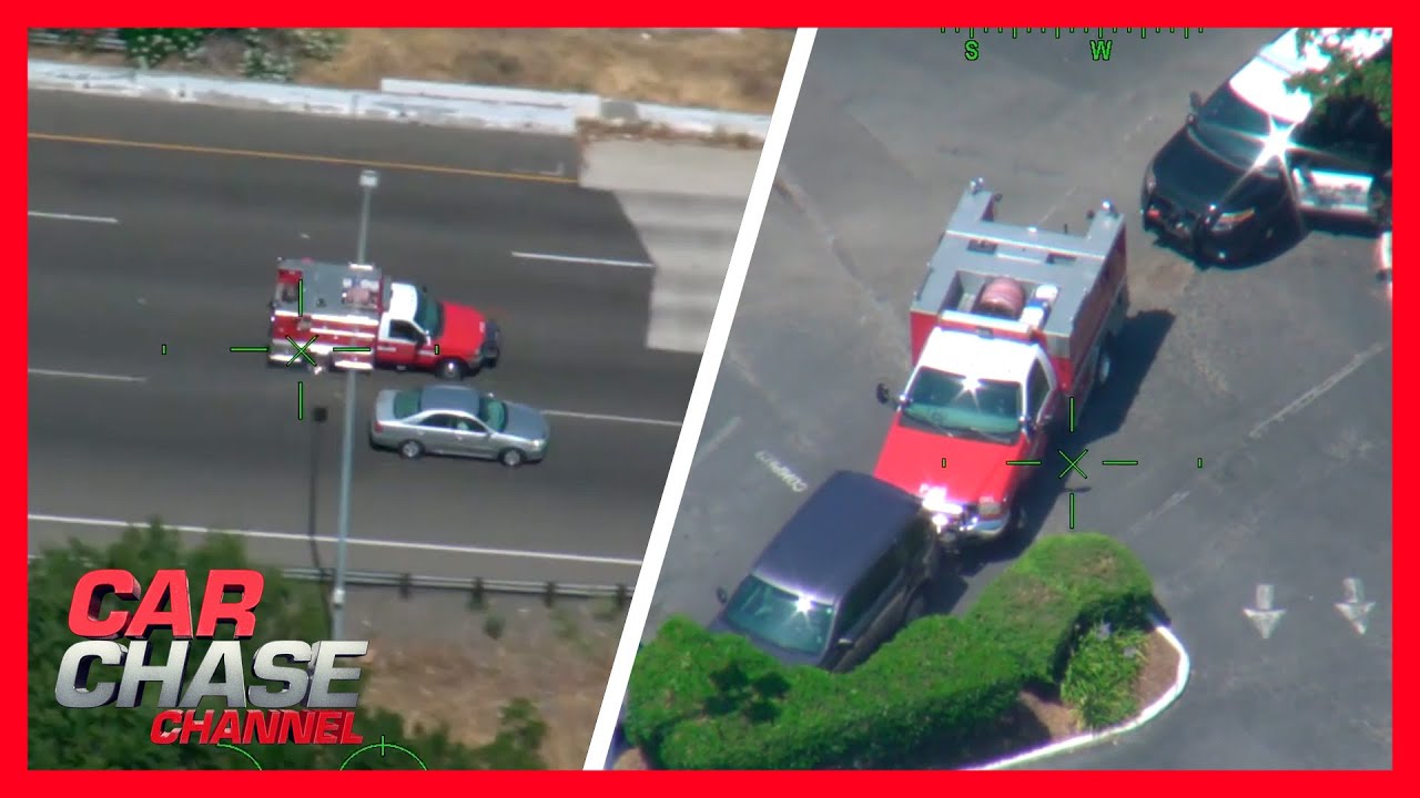 Police chase stolen fire engine, suspect crashes vehicle into parked ...
