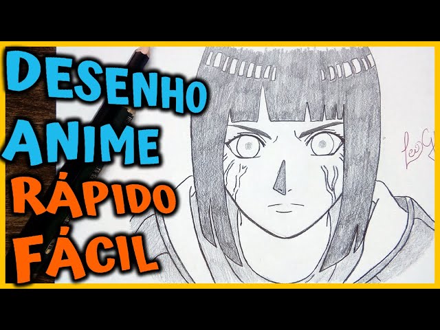 Como desenhar a HINATA HYUGA (Naruto) passo a passo, fácil e rápido 