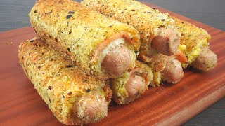 Bread roll recipe | Hot dog recipe | MOST FAMOUS and DELICIOUS + CRISPY bread recipe!!