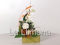 Arreglos florales - Jardinera ceramica rosas artificiales blancas y orquideas - La Llimona