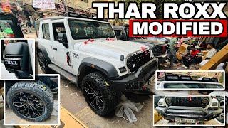 THAR ROXX AX7 MODIFIED🔥 DEFENDER LIGHT/ BUMPER/ Alloys 20”/ DRL LIGHT🔥 MAHI CAR ACCESSORIES #thar