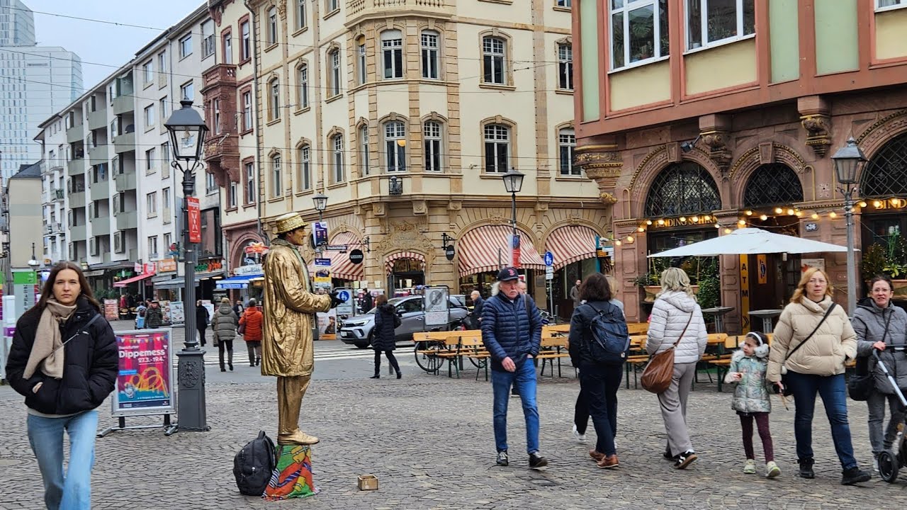 FRANKFURT/GERMANY/Walking Tour from Willy-Brandt-platz to Paulsplatz and Römerberg /February 2026