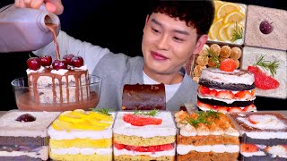 ASMR 수제케이크 파티🎂딸기생크림케이크 체리케이크 과일 보틀 케이크 먹방~! Strawberry Cream Cake Bottle Cake Cherry Cake MuKbang~!