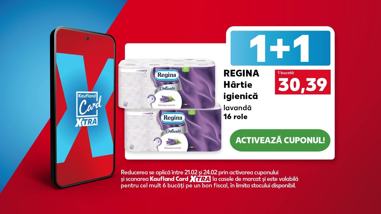 Ofertele Kaufland 1+1 din 21 - 24 februarie: ulei, hârtie igienică și energizant 