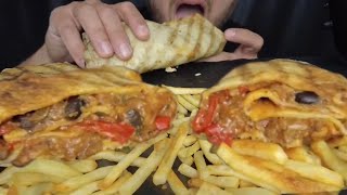ASMR Eating BEEF BURRITO with FRIES Eating Show Eating Sounds MUKBANG