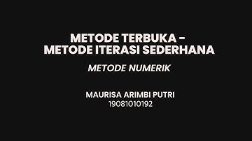Metode Terbuka - Metode Iterasi Sederhana