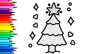 How To Draw CHRISTMAS TREE 🎄🎉 Easy Step By Step🌈 | Cristmas Tree Drawing
