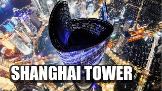Night aerial tour of Shanghai Tower | Illuminated skyline adventure 4K