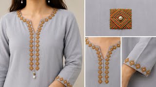Gorgeous Borderline Embroidery On Kurti/Dresses/ Borderline Embroidery With 3D Effect For Beginners