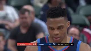 Russell Westbrook Posts 19 points, 11 assists \& 14 rebounds vs. Indiana Pacers