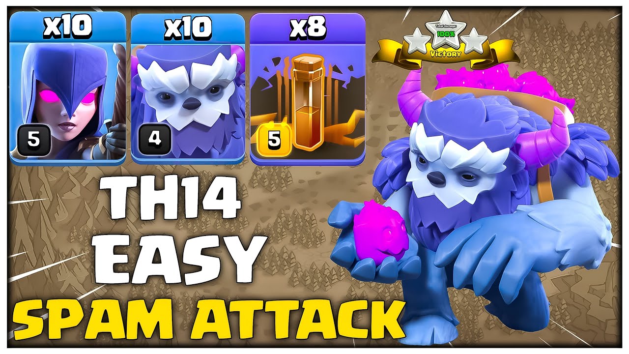 TH14 Yeti Witch Quake | Простейшая атака в TH14 | Лучшая стратегия атаки в TH14 | Clash of Clans