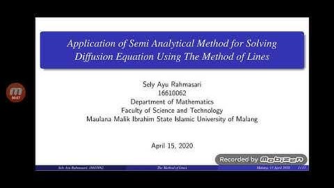 APPLICATION OF SEMI ANALYTICAL METHOD FOR SOLVING DIFFUSION EQUATION USING THE METHOD OF LINES
