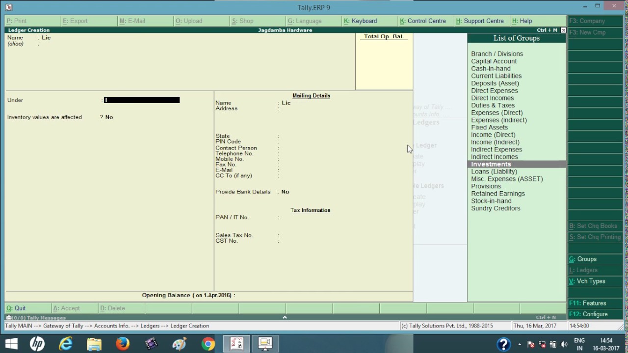 How To Create alter delete Ledger In Tally How To Create Ledger 2017 