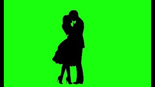 Romantic Couple hug and kiss for wedding montage in green screen