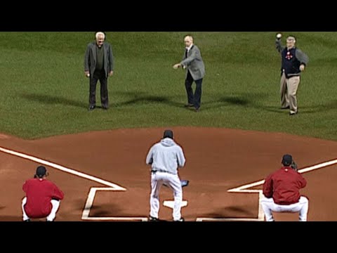 WS2004 Gm2: DiMaggio, Doerr and Pesky's first pitch