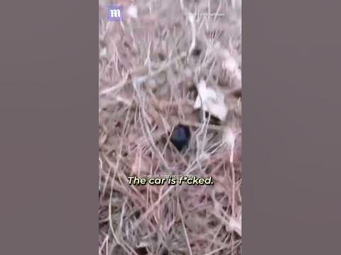 Russian soldier crashes into a tree after running his car over a Ukrainian mine