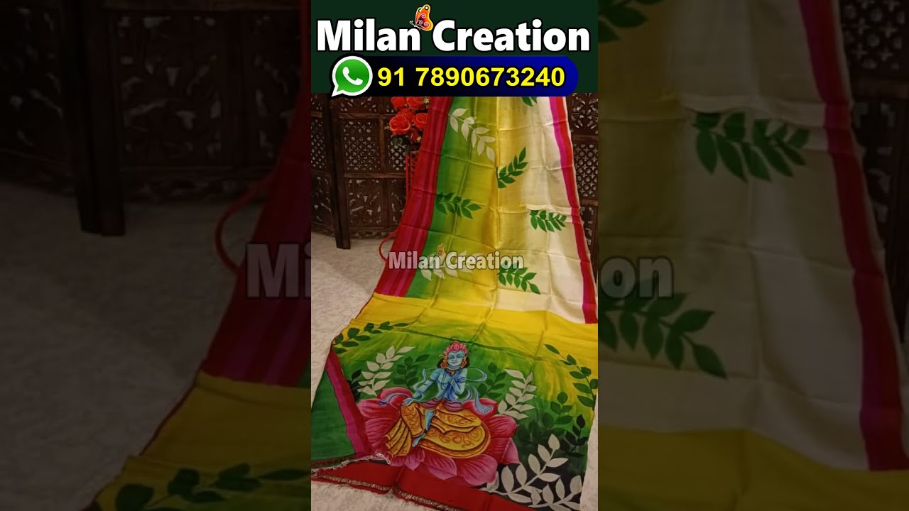 EXCLUSIVE  Hand Painted Murshidabad Silk sarees /BISHNUPURI Silk Sarees /MILAN CREATION-917890673240
