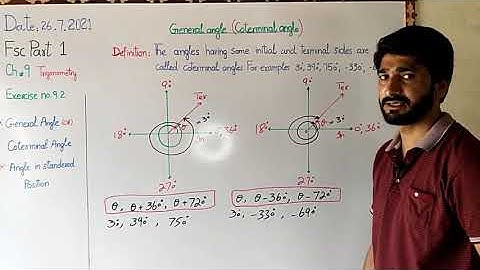 Fsc Part 1#Coterminal angles or #general angles in urdu/hindi with examples.#standered angles