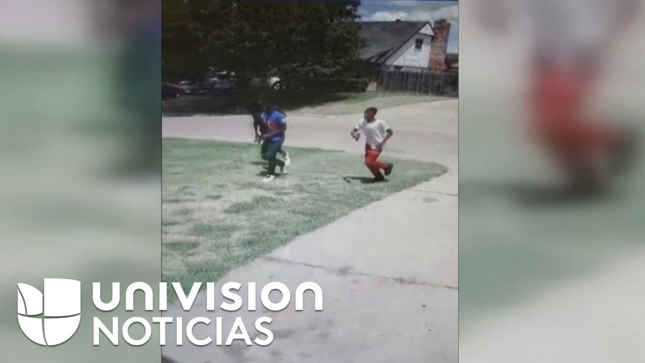 Three young men attack a Hispanic father and his three young children with air guns.