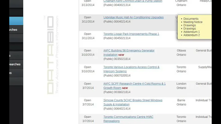 DataBid Construction Leads - how to keyword search plans specs documents and addenda's
