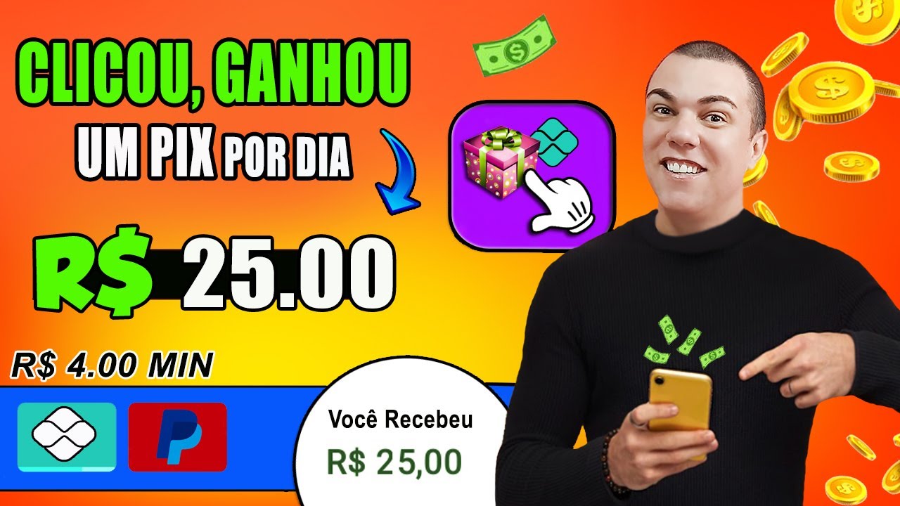 CLICOU GANHOU PIX! APP Dando R$25 Reais para Clicar Paga via PIX e PayPal