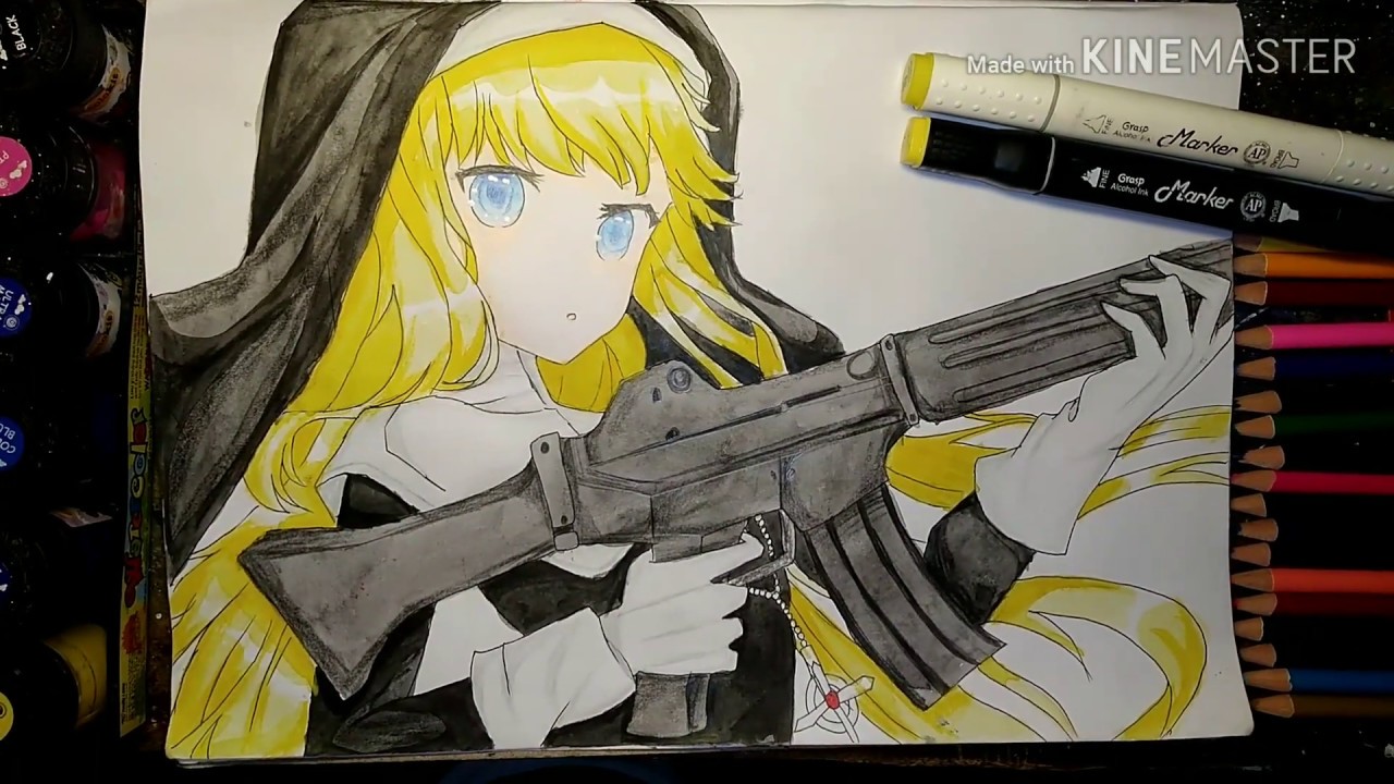 Bạn là fan của Anime và súng? Hãy đến xem bức tranh Anime cầm súng tuyệt đẹp này. Nét vẽ tinh tế và chi tiết của nó sẽ chắc chắn làm bạn phải xuýt xoa!