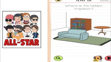 Brain test all star level 185 Walkthrough solution Where is the trapdoor