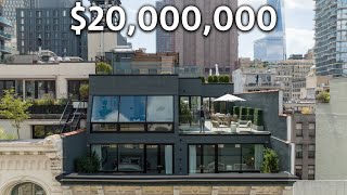 Путешествие по пентхаусу в Нью-Йорке за 20 000 000 долларов с массивной террасой на крыше