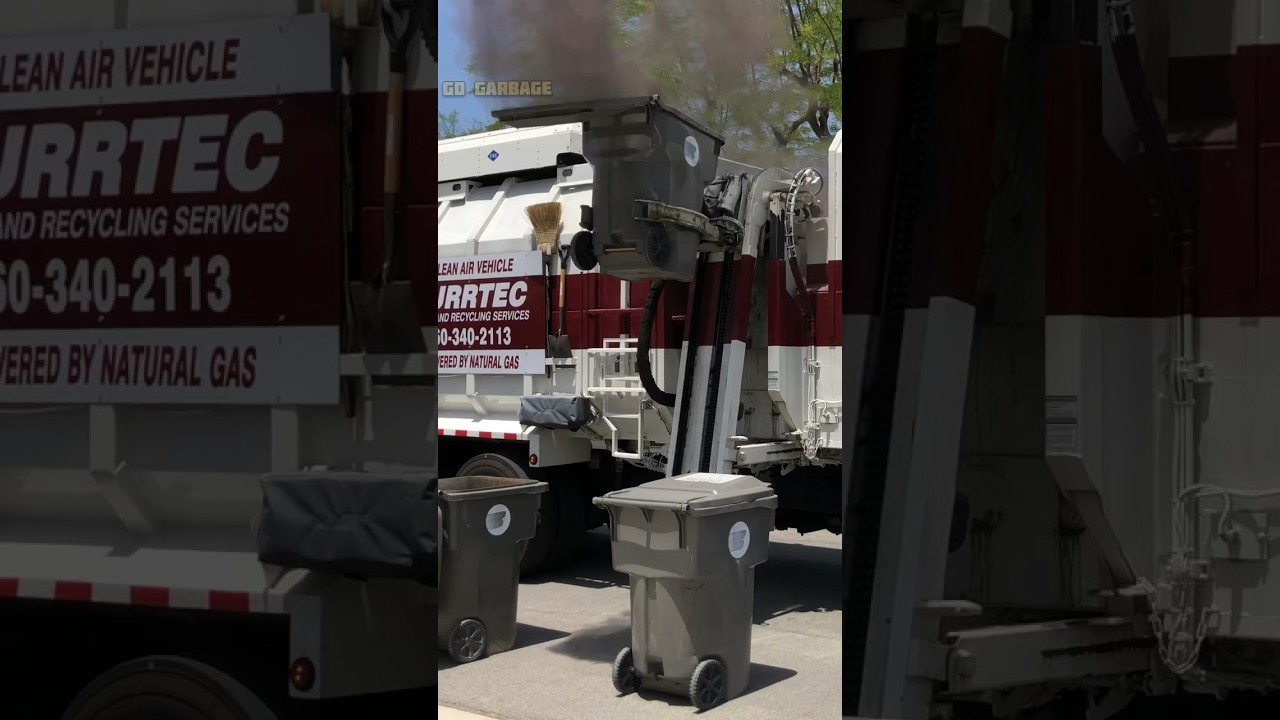 Garbage Truck Picks Up Dusty Recycle Bin 😱 
