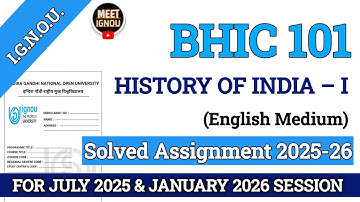 Bhic 101 Solved Assignment 2025-26 // History of India – I // #bhic101_assignment #bhic101 #bhic 