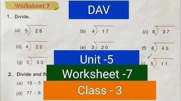 DAV class 3 maths unit 5 worksheet 7 - all questions solved