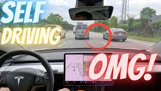 ☠️Almost Died🤬Self Driving Tesla😮‍💨