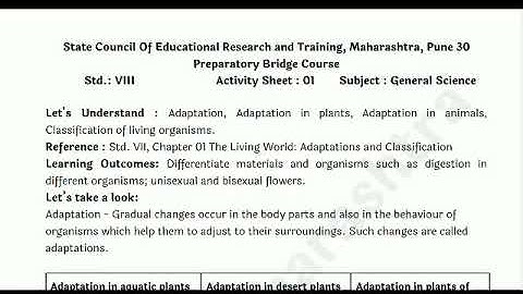 8th Science Bridge Course Activity sheet 1 Semi English medium