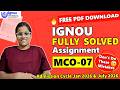MCO 07 Solved Assignment 2026. Ignou M.com Solved Assignment 2026. mco 07 solved assignment 2026