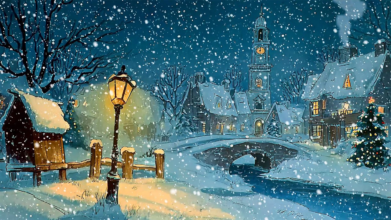 Christmas Winter in a Cozy Village 🌨️ Disney Oldies Playing in Another Room | Soft Disney to Unwind