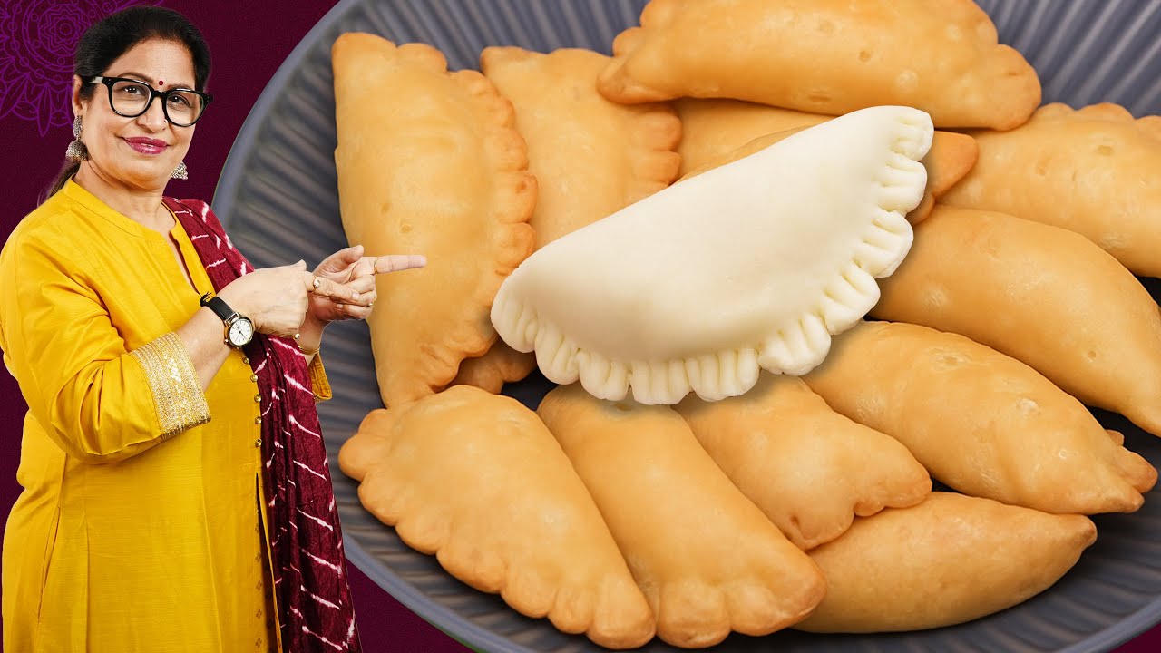 बिना साँचा! घर पर बनाए, ढेर सारी Gujiya - न फटेगी,न टूटेगी, 1 महीने चलेगी | Suji Mawa Gujiya Recipe