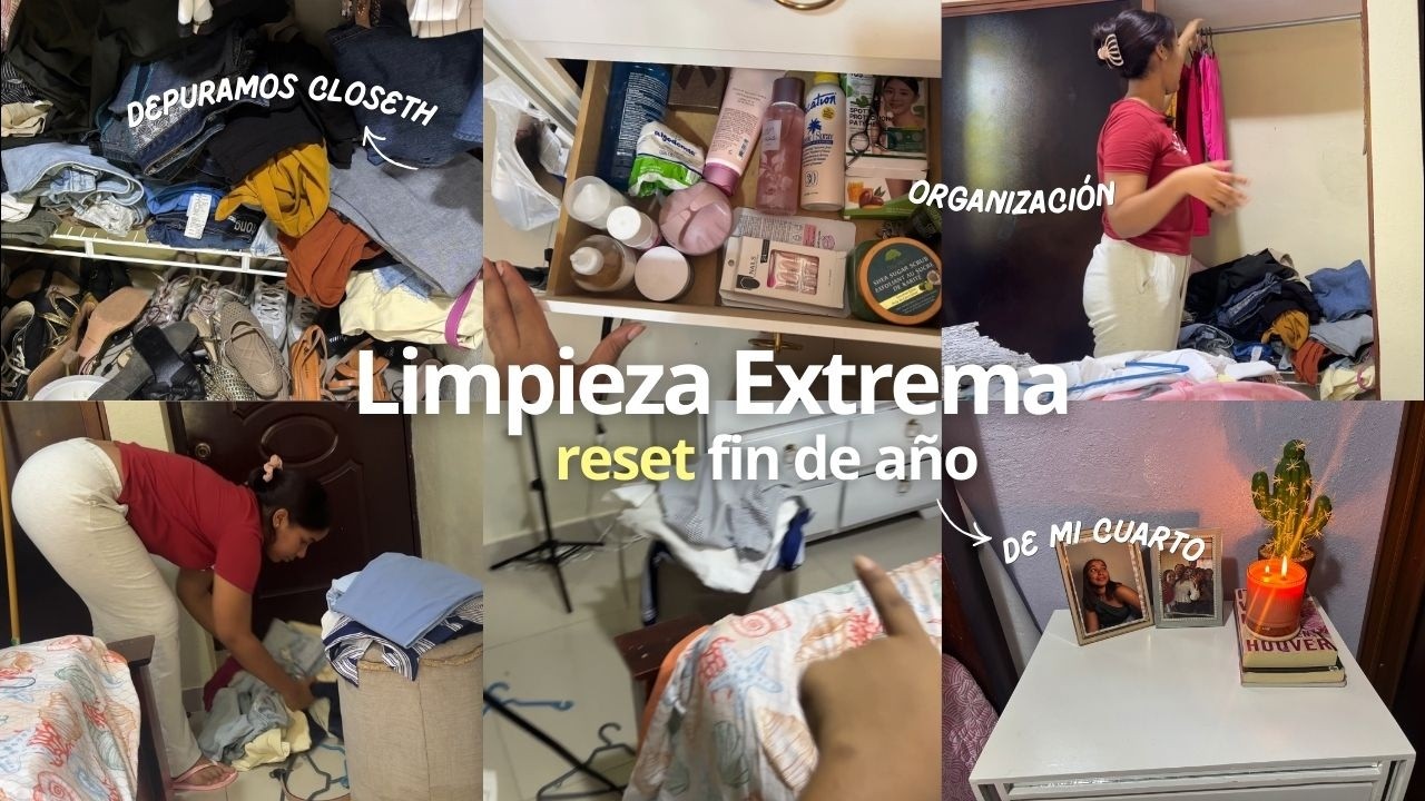 LIMPIEZA  PROFUNDA en mi cuarto 🧹🧼| decluttering, reset fin de año + Organización