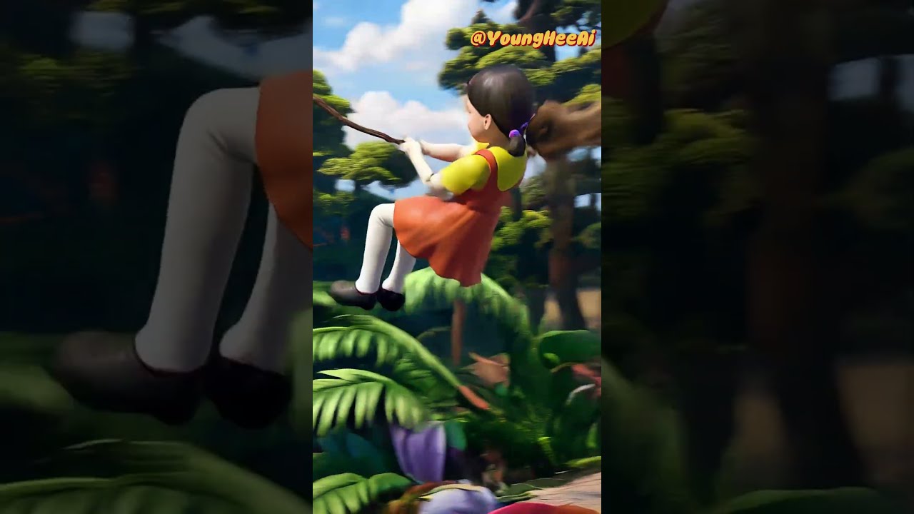 Squid Game Young Hee AI Hilariously Swing On The Vines Squidgame Comedy