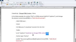 JAVASCRIPT CHANGE THE HTML CONTENT DEMO