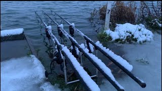 Baden Hall Carp Fishing - Glovers Specimen Lake. Sun & Snow!