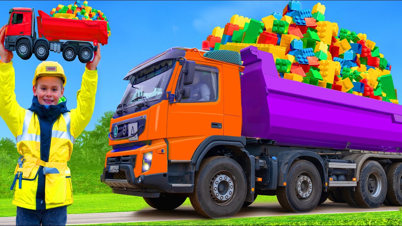 ⁣The Kids Play with Real Trucks and other Vehicles