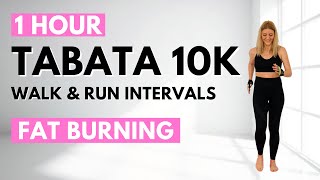 INDOOR WALK & RUN TABATA INTERVALS10K INDOOR WORKOUT1HOUR CARDIO for CALORIE BURN & WEIGHT LOSS