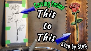 Beginner step by step Wood Carving a 2D Rose with Dremel flexshaft.