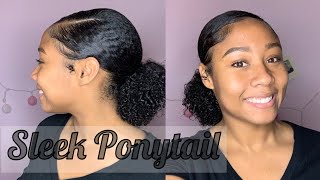 How To: SLICK LOW PONYTAIL ON THICK NATURAL HAIR| 3C4A